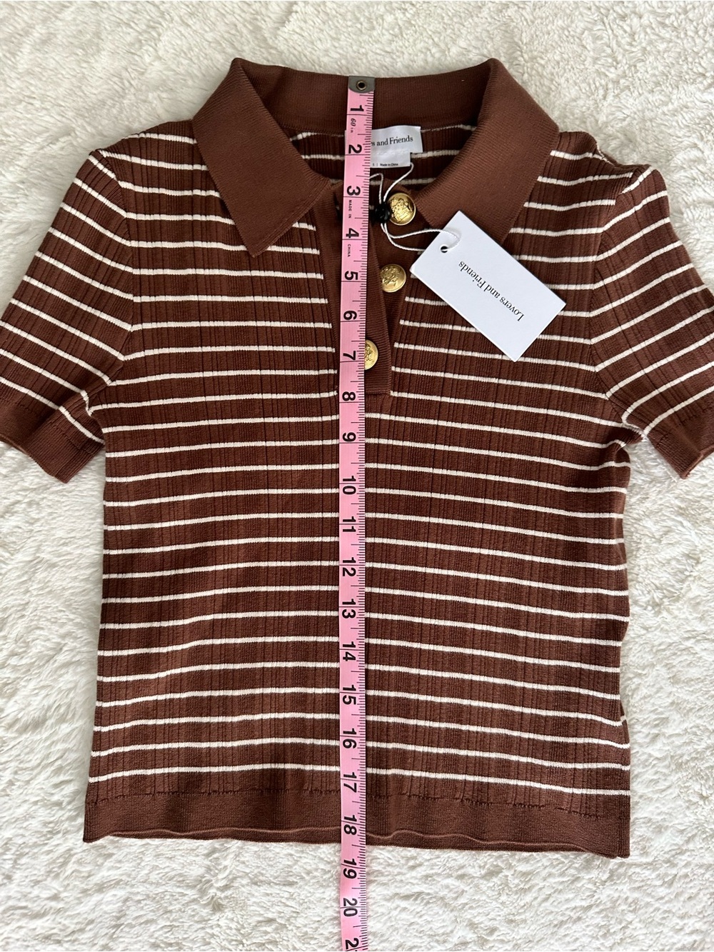 Lovers and Friends Camelia Stripe Short Sleeve Polo. - Picture 7 of 12